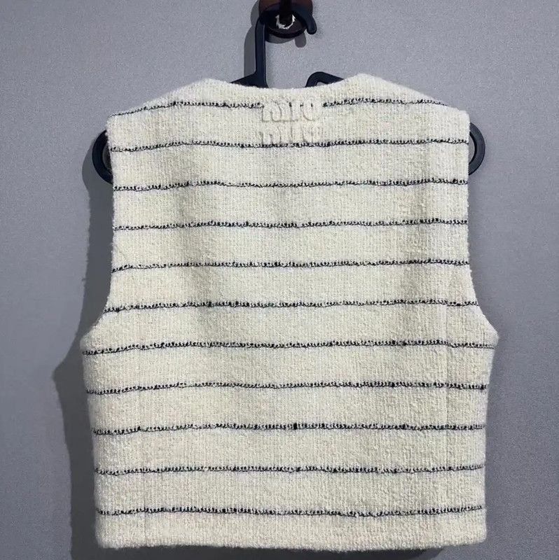 Miu Miu Miu Miu Striped White Cotton Blouse 0089 Size ONE SIZE - 2 Thumbnail