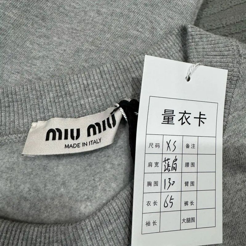 Miu Miu Miu Miu Gray Cotton Women's Sweatshirt 0089 Size XS / US 0-2 / IT 36-38 - 3 Thumbnail