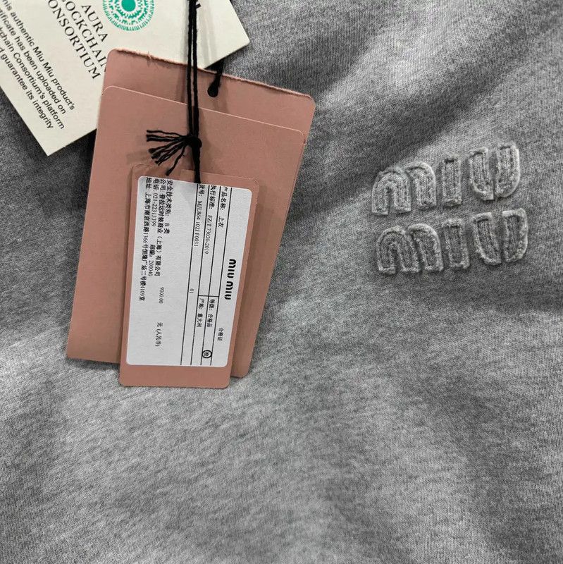 Miu Miu Miu Miu Gray Cotton Women's Sweatshirt 0089 Size XS / US 0-2 / IT 36-38 - 4 Thumbnail