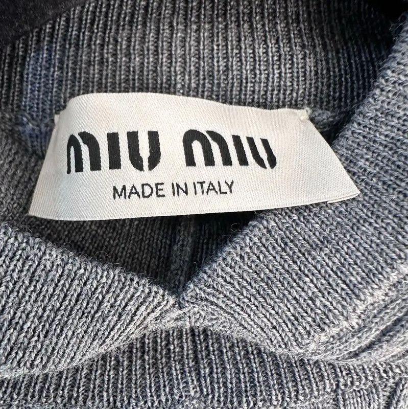 Miu Miu Miu Miu Gray Ribbed Pullover Sweater 0089 Size S / US 4 / IT 40 - 5 Thumbnail