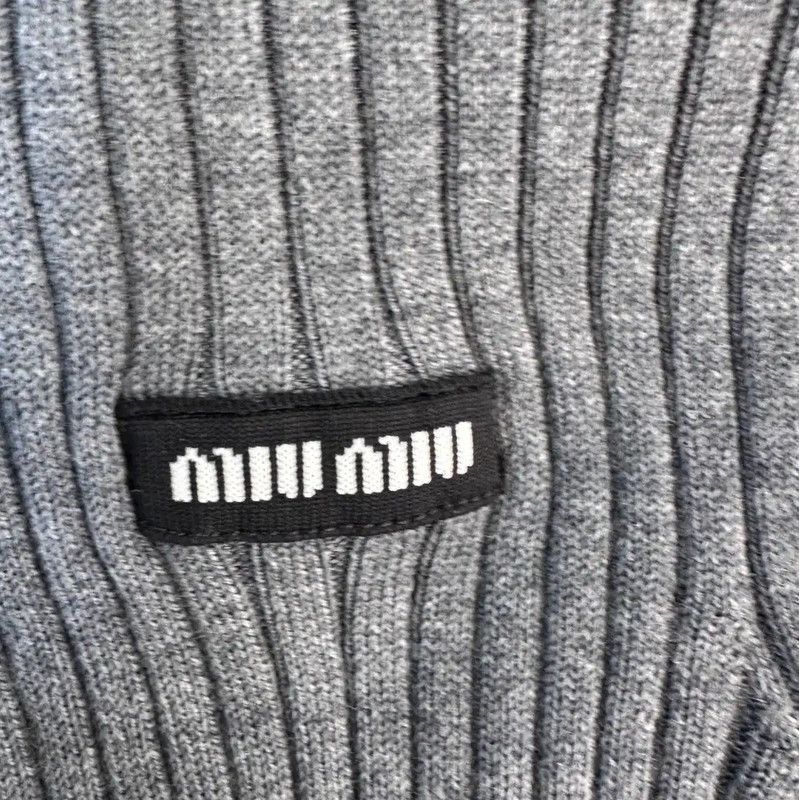 Miu Miu Miu Miu Gray Ribbed Pullover Sweater 0089 Size S / US 4 / IT 40 - 4 Thumbnail