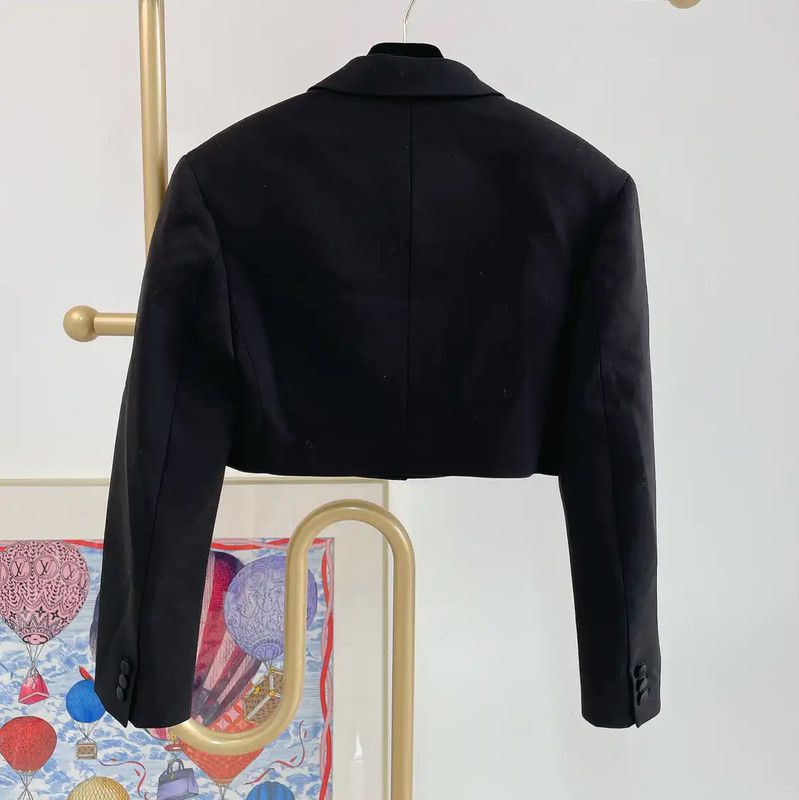 Miu Miu Miu Miu Women's Black Wool Cropped Jacket 0089 Size M / US 6-8 / IT 42-44 - 2 Thumbnail