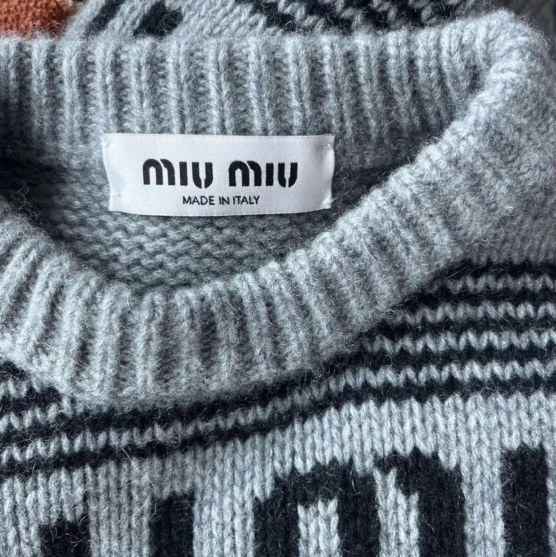 Miu Miu Miu Miu Gray Wool Women's Sweatshirt 0089 Size M / US 6-8 / IT 42-44 - 3 Thumbnail