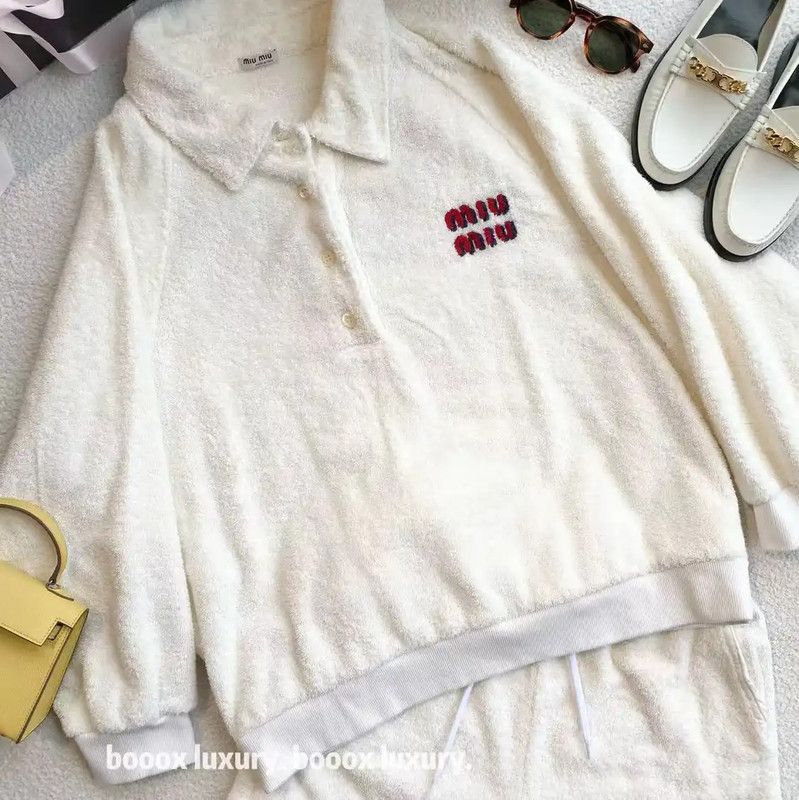 Miu Miu Miu Miu White Cotton Women's Sweater Set 0089 Size XS / US 0-2 / IT 36-38 - 3 Thumbnail