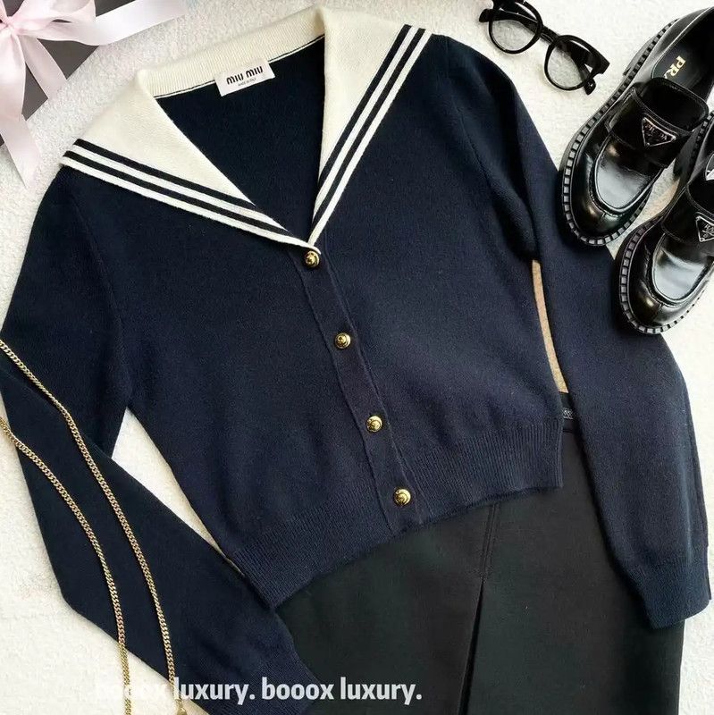 Miu Miu Miu Miu Navy Cashmere Pullover Sweater 0089 Size ONE SIZE - 4 Thumbnail