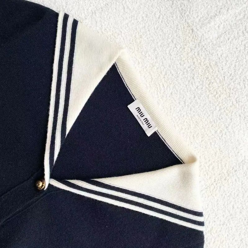 Miu Miu Miu Miu Navy Cashmere Pullover Sweater 0089 Size ONE SIZE - 3 Thumbnail