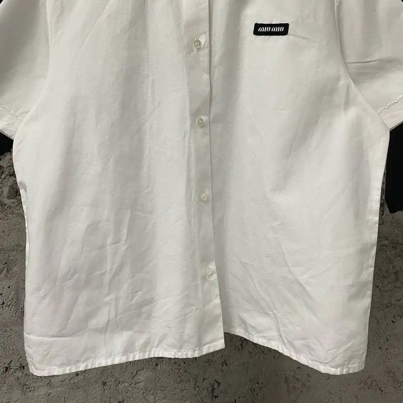Miu Miu Miu Miu Summer White Cotton Short Sleeve Shirt 0089 Size ONE SIZE - 4 Thumbnail