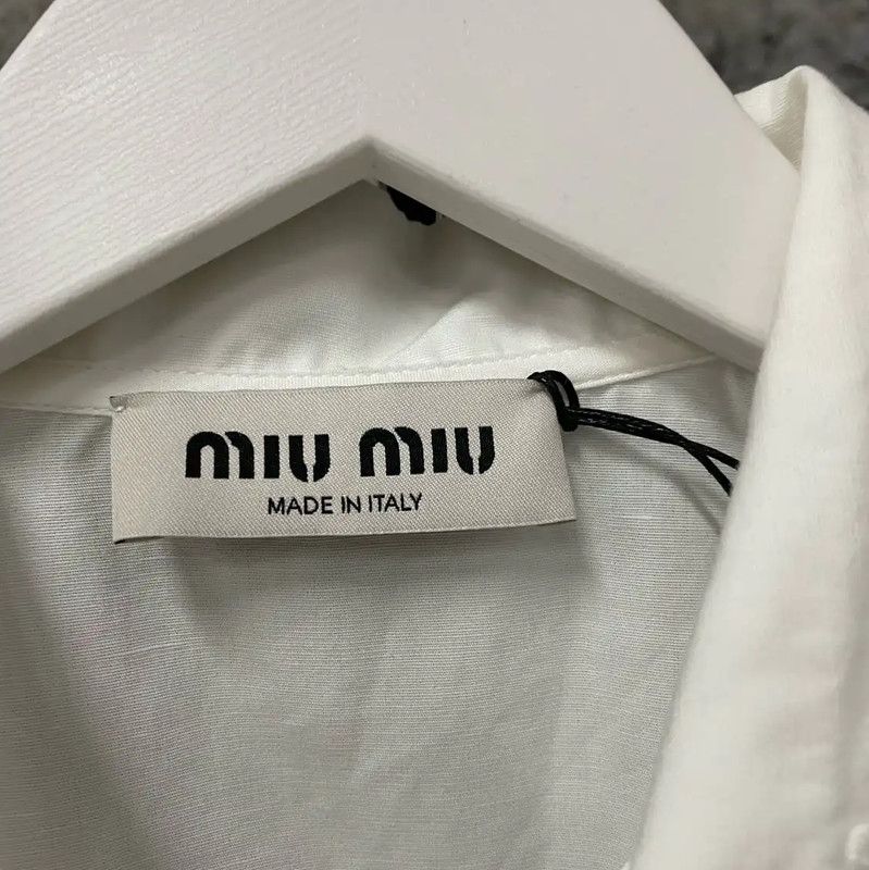 Miu Miu Miu Miu Summer White Cotton Short Sleeve Shirt 0089 Size ONE SIZE - 7 Thumbnail