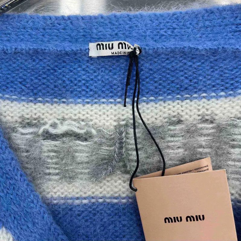 Miu Miu Miu Miu Blue Women's Cardigan Sweater 0089 Size XS / US 0-2 / IT 36-38 - 3 Thumbnail