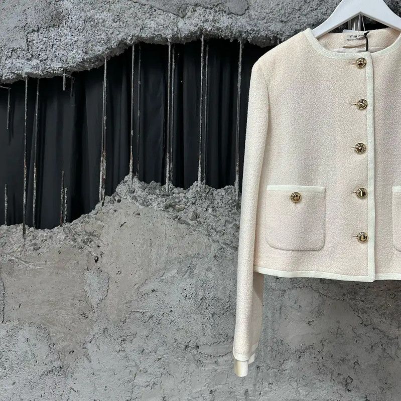 Miu Miu Miu Miu Spring Autumn Beige Women's Jacket 0089 Size ONE SIZE - 3 Thumbnail