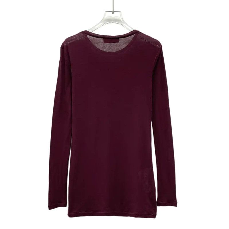 Miu Miu Miu Miu Wine Red Cotton Long Sleeve Top 0089 Size XS / US 0-2 / IT 36-38 - 2 Thumbnail