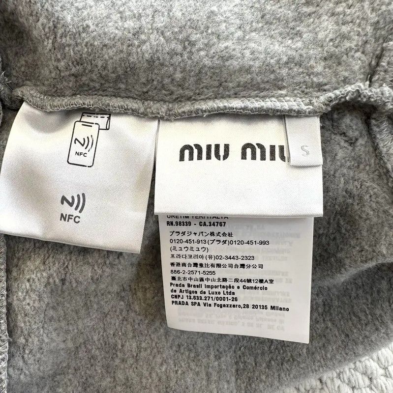 Miu Miu Miu Miu Gray Cropped Sweatshirt for Women 0089 Size S / US 4 / IT 40 - 8 Thumbnail