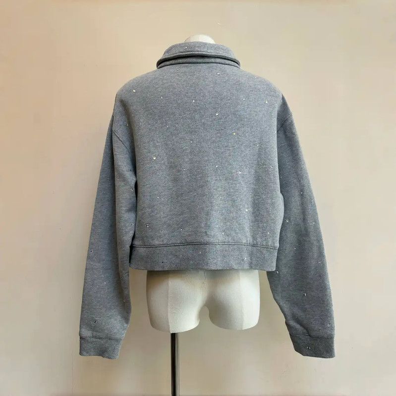 Miu Miu Miu Miu Gray Cropped Sweatshirt for Women 0089 Size S / US 4 / IT 40 - 3 Thumbnail