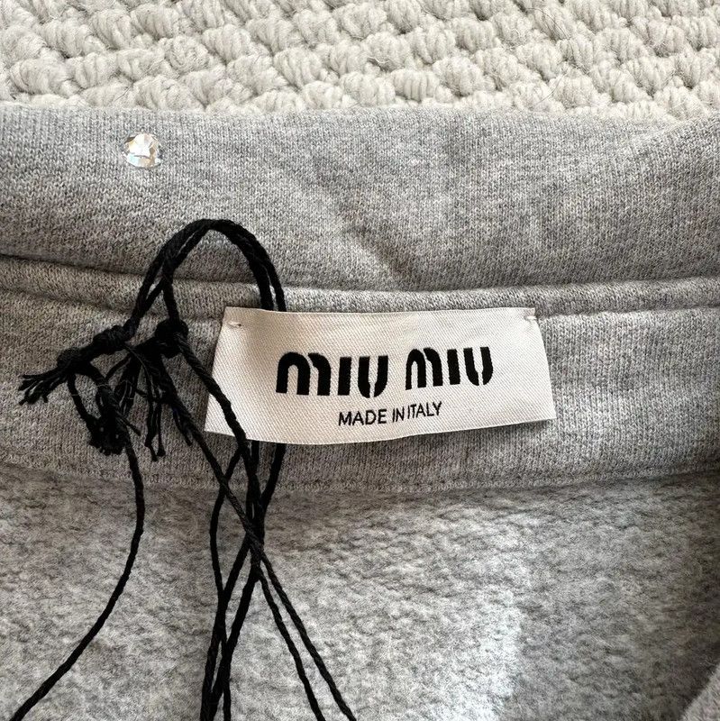 Miu Miu Miu Miu Gray Cropped Sweatshirt for Women 0089 Size S / US 4 / IT 40 - 7 Thumbnail