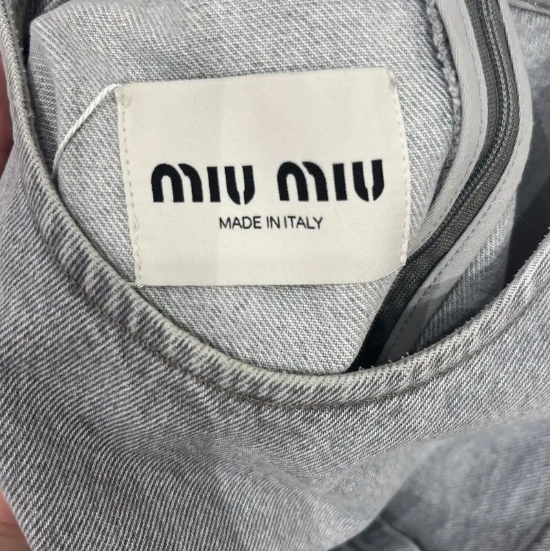 Miu Miu Miu Miu Gray Cotton A-Line Dress 0089 Size S / US 4 / IT 40 - 3 Thumbnail