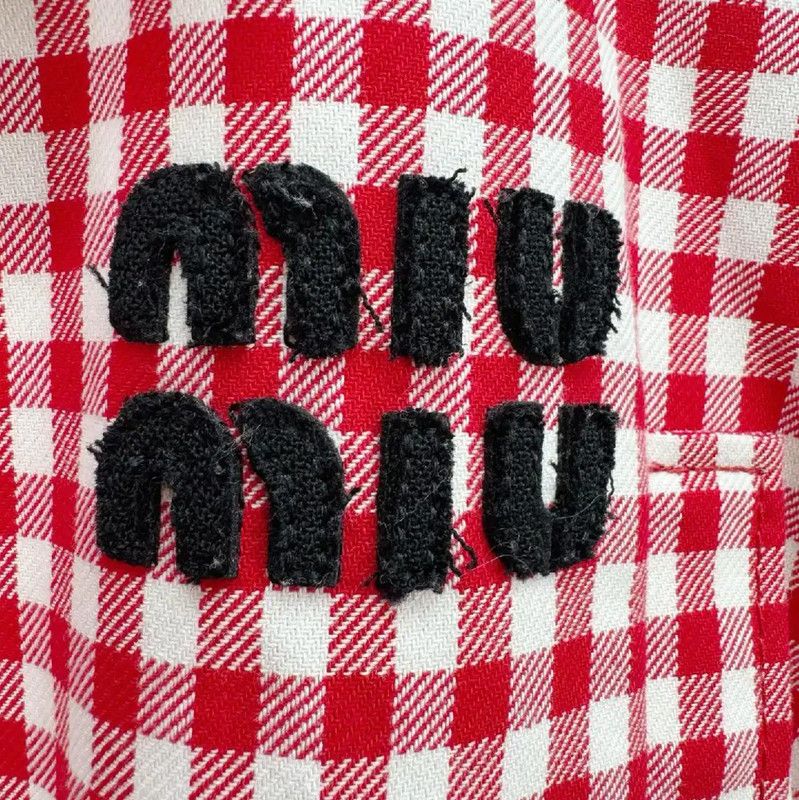 Miu Miu Miu Miu Pink Gingham Cropped Jacket 0089 Size XS / US 0-2 / IT 36-38 - 2 Thumbnail