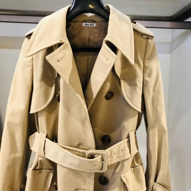 Miu Miu Miu Miu Khaki Cotton Women's Trench Coat 0089 Size M / US 6-8 / IT 42-44 - 3 Thumbnail