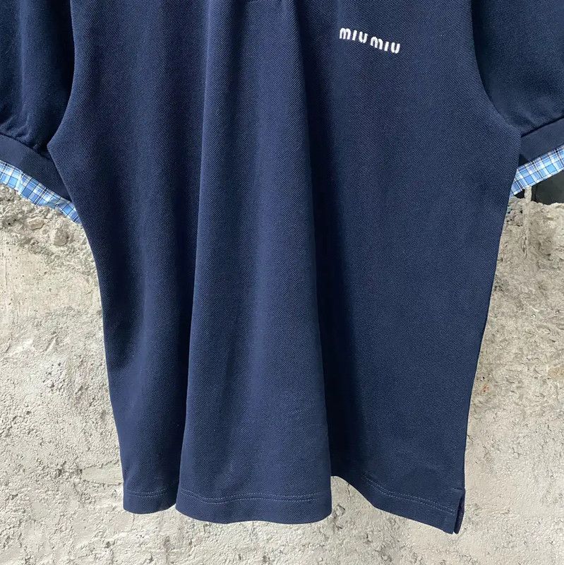 Miu Miu Miu Miu Navy Blue Women's Polo T-Shirt 0089 Size M / US 6-8 / IT 42-44 - 4 Thumbnail