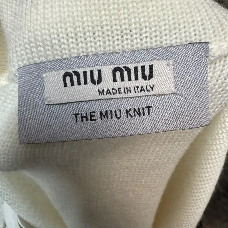 Miu Miu Miu Miu White Wool Skirt with Logo 0089 Size 26" / US 2 / IT 38 - 3 Thumbnail