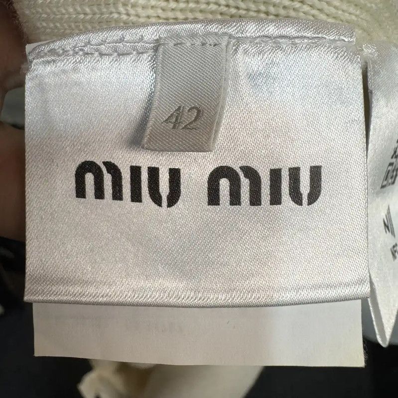 Miu Miu Miu Miu White Wool Skirt with Logo 0089 Size 26" / US 2 / IT 38 - 4 Thumbnail
