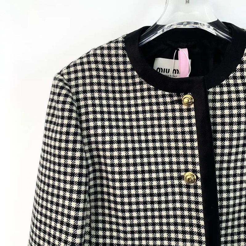 Miu Miu Miu Miu Checkered Wool Women's Jacket 0089 Size XS / US 0-2 / IT 36-38 - 3 Thumbnail