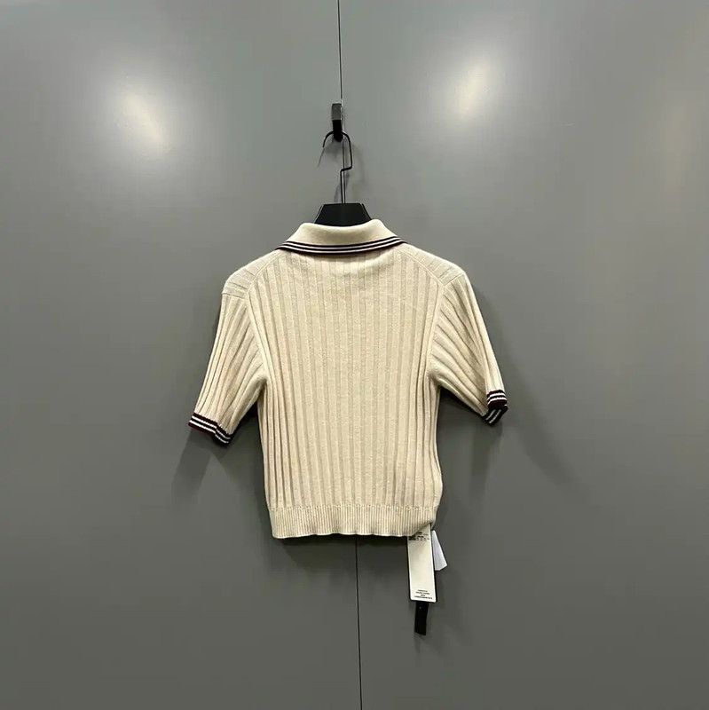 Miu Miu Miu Miu Summer Beige Wool Short Sleeve Tee 0089 Size ONE SIZE - 3 Thumbnail