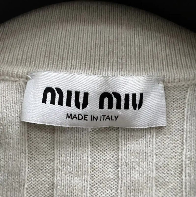 Miu Miu Miu Miu Summer Beige Wool Short Sleeve Tee 0089 Size ONE SIZE - 2 Thumbnail
