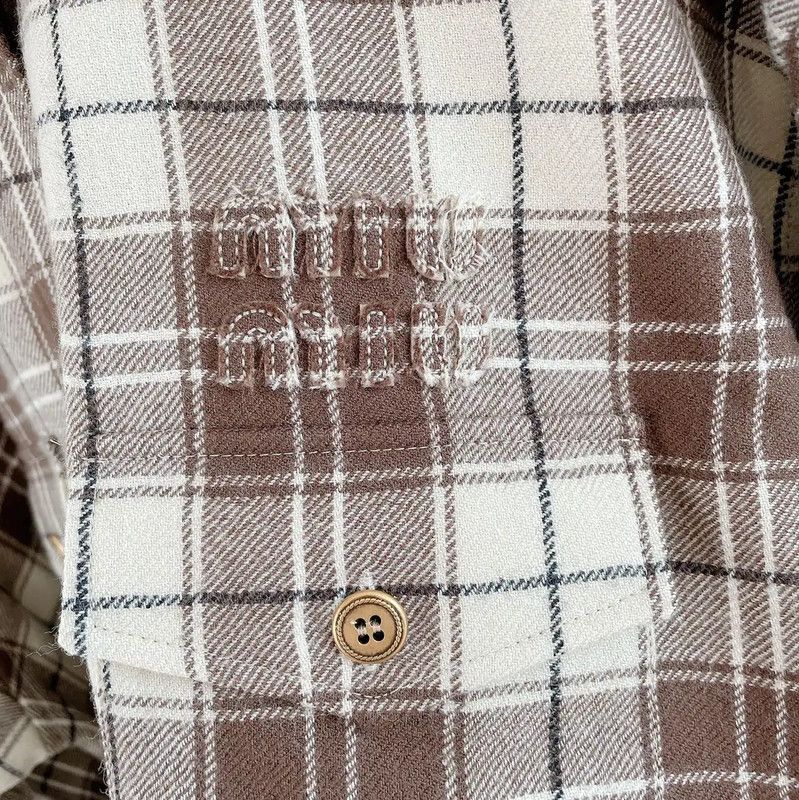Miu Miu Miu Miu Brown Check Wool Jacket for Women 0089 Size S / US 4 / IT 40 - 4 Thumbnail
