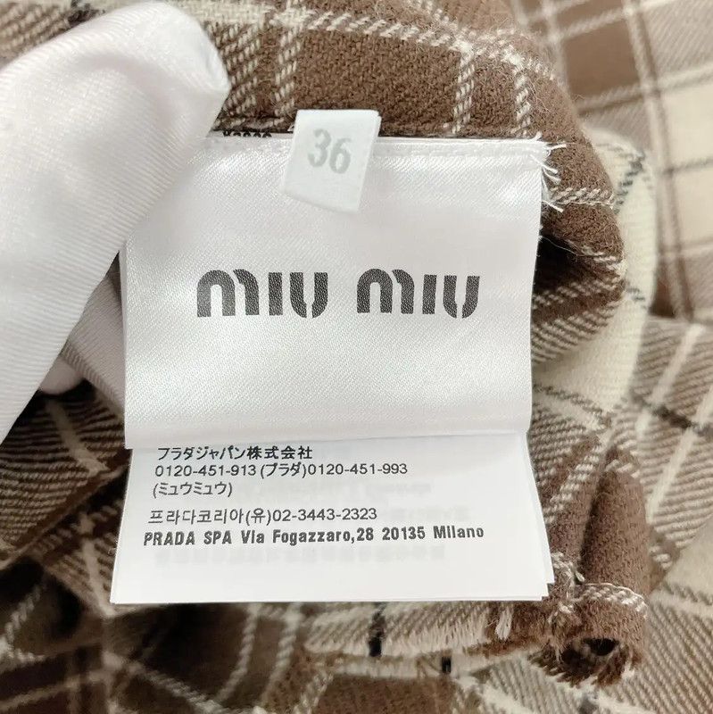 Miu Miu Miu Miu Brown Check Wool Jacket for Women 0089 Size S / US 4 / IT 40 - 9 Thumbnail