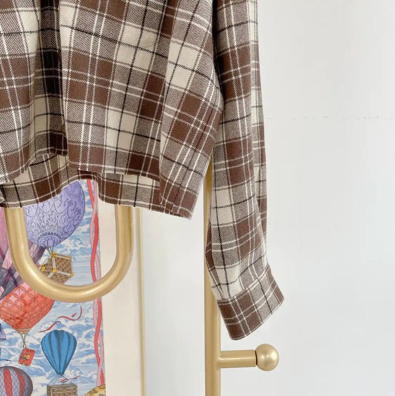 Miu Miu Miu Miu Brown Check Wool Jacket for Women 0089 Size S / US 4 / IT 40 - 3 Thumbnail