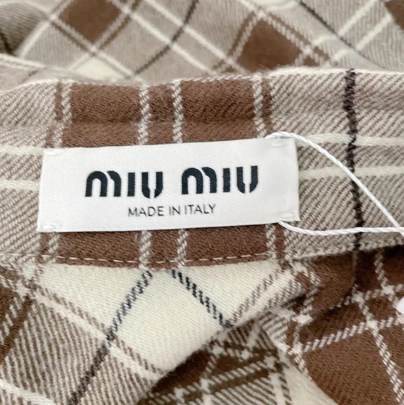 Miu Miu Miu Miu Brown Check Wool Jacket for Women 0089 Size S / US 4 / IT 40 - 7 Thumbnail