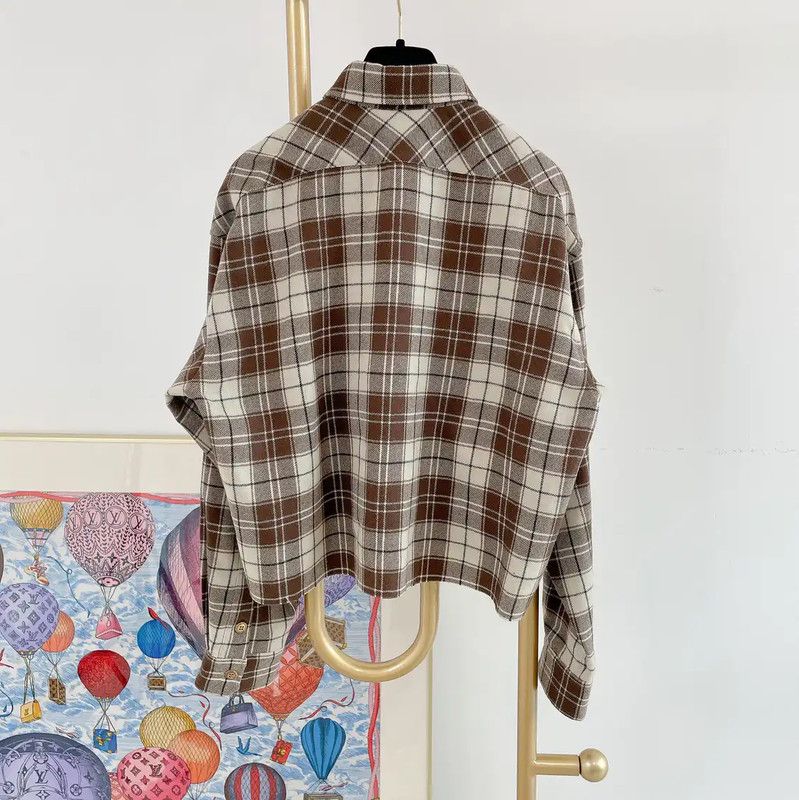 Miu Miu Miu Miu Brown Check Wool Jacket for Women 0089 Size S / US 4 / IT 40 - 2 Thumbnail