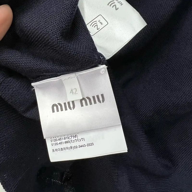 Miu Miu Miu Miu Blue Cotton Embroidered Long Sleeve Top 0089 Size M / US 6-8 / IT 42-44 - 4 Thumbnail