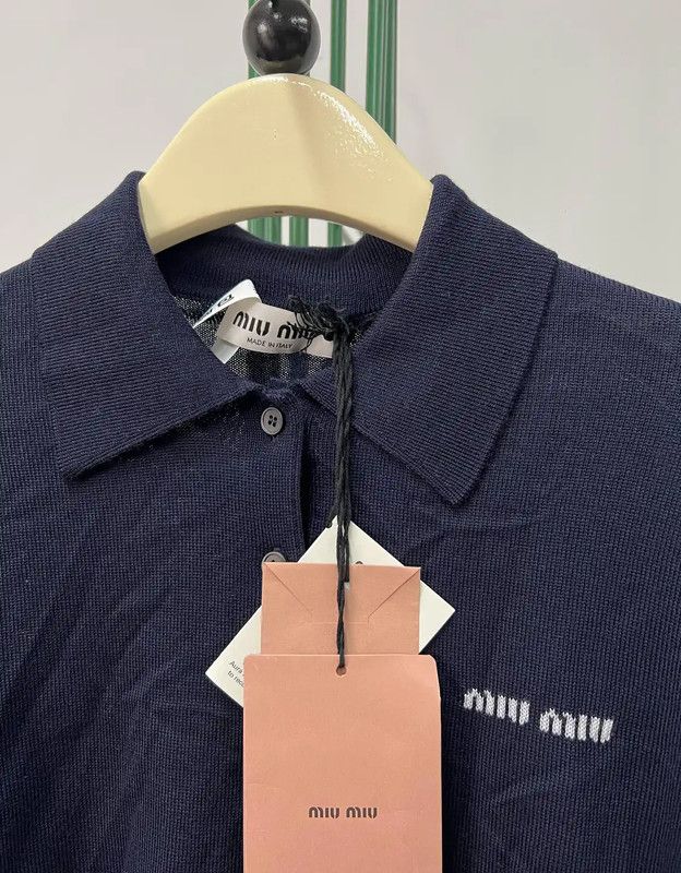 Miu Miu Miu Miu Blue Cotton Embroidered Long Sleeve Top 0089 Size M / US 6-8 / IT 42-44 - 2 Thumbnail
