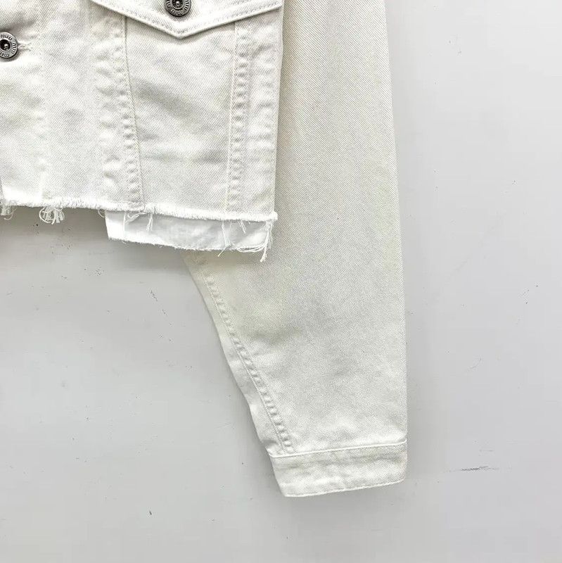 Miu Miu Miu Miu White Cotton Cropped Jacket 0089 Size XS / US 0-2 / IT 36-38 - 4 Thumbnail