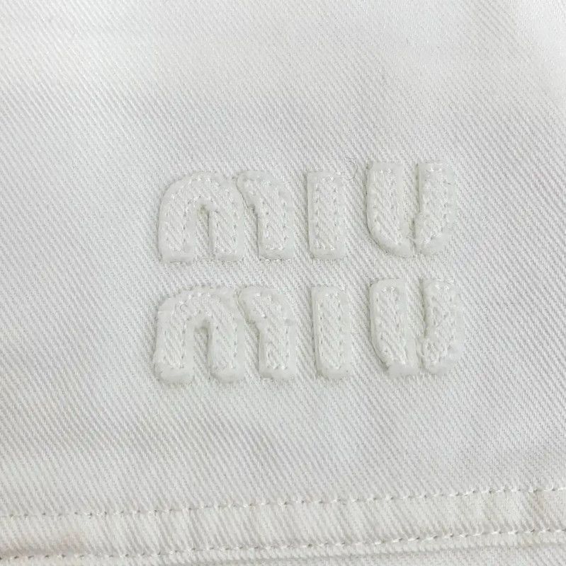 Miu Miu Miu Miu White Cotton Cropped Jacket 0089 Size XS / US 0-2 / IT 36-38 - 5 Thumbnail