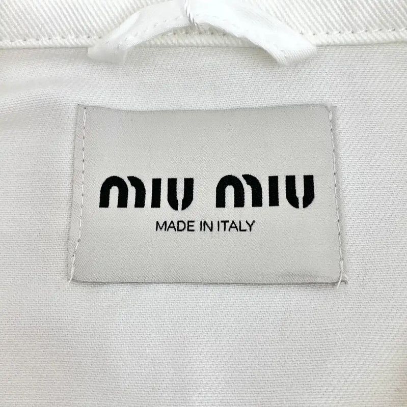 Miu Miu Miu Miu White Cotton Cropped Jacket 0089 Size XS / US 0-2 / IT 36-38 - 6 Thumbnail