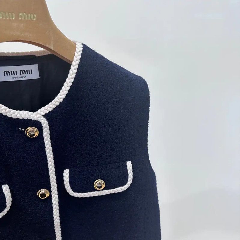 Miu Miu Miu Miu Blue Jacket with White Detailing 0089 Size S / US 4 / IT 40 - 3 Thumbnail