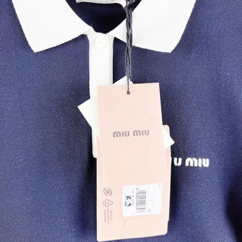 Miu Miu Miu Miu Dark Blue Cotton Dress 0089 Size XS / US 0-2 / IT 36-38 - 2 Thumbnail