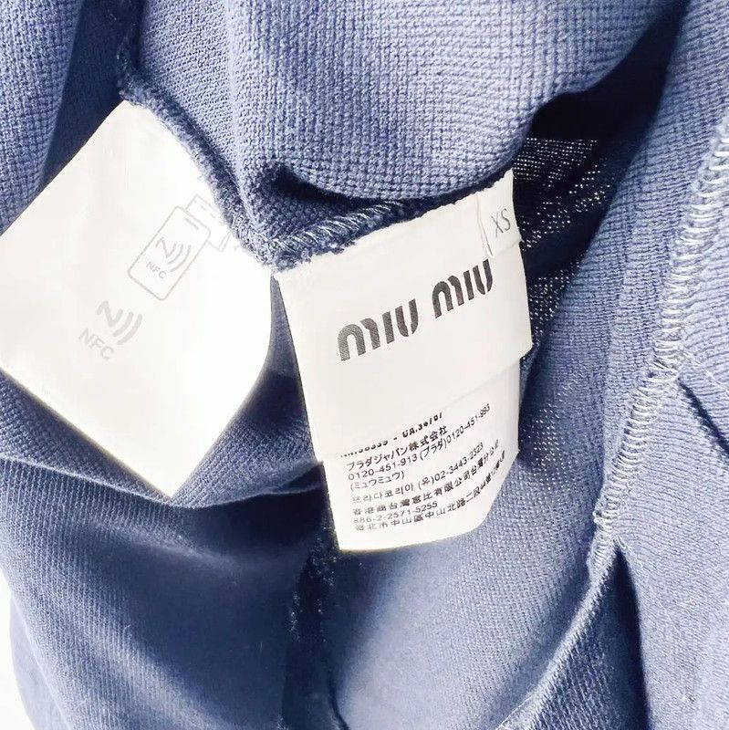 Miu Miu Miu Miu Dark Blue Cotton Dress 0089 Size XS / US 0-2 / IT 36-38 - 5 Thumbnail