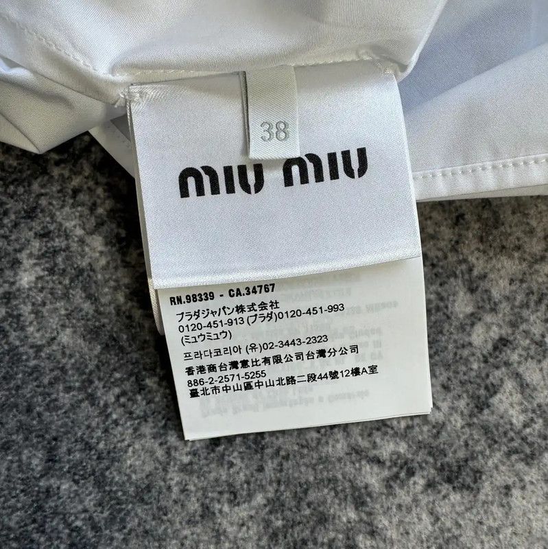 Miu Miu Miu Miu White Cotton Women's Shirt 0089 Size M / US 6-8 / IT 42-44 - 4 Thumbnail