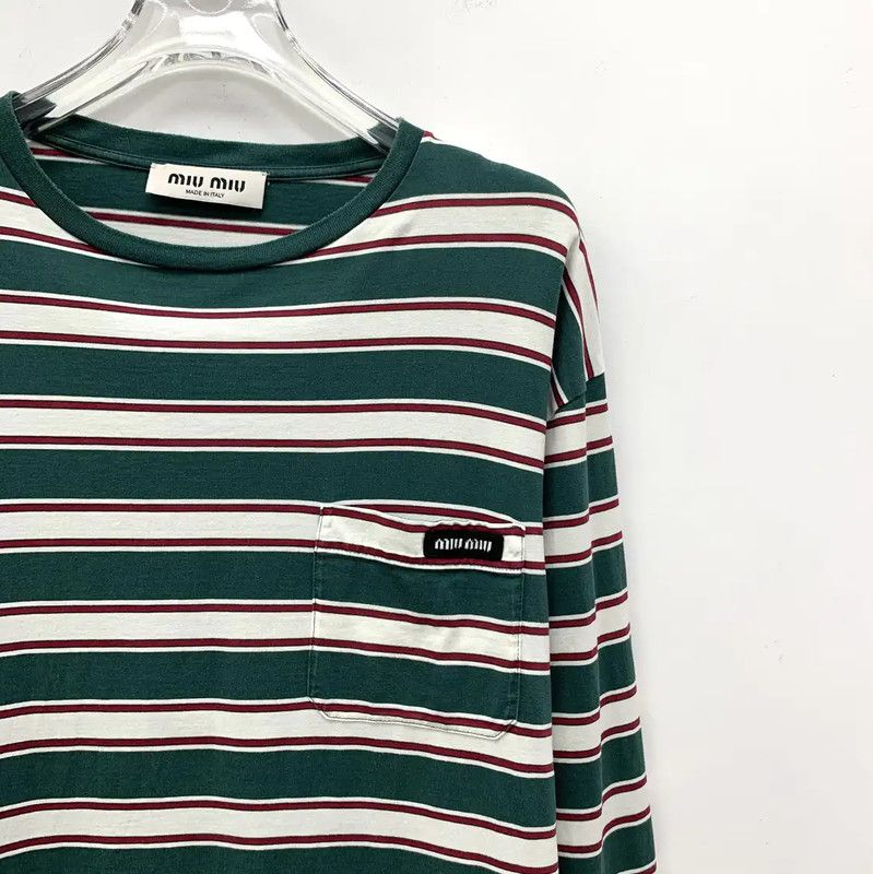 Miu Miu Miu Miu Striped Long Sleeve Cotton Tee 0089 Size S / US 4 / IT 40 - 3 Thumbnail