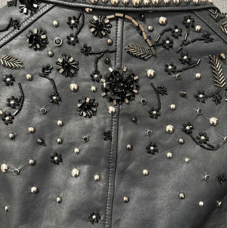 Miu Miu Miu Miu Black Embroidered Leather Jacket 0089 Size M / US 6-8 / IT 42-44 - 6 Thumbnail