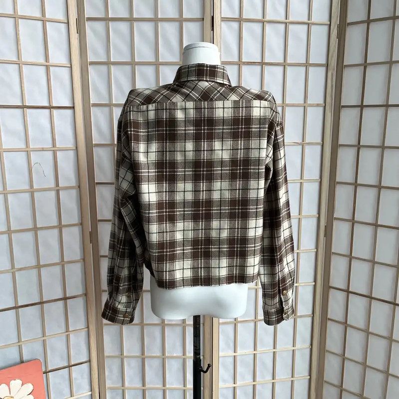 Miu Miu Miu Miu Cropped Plaid Wool Shirt in Multi-Color 0089 Size S / US 4 / IT 40 - 2 Thumbnail