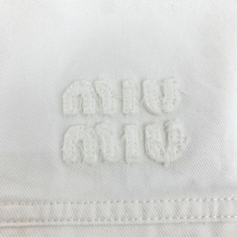 Miu Miu Miu Miu White Cropped Denim Jacket for Women 0089 Size M / US 6-8 / IT 42-44 - 5 Thumbnail