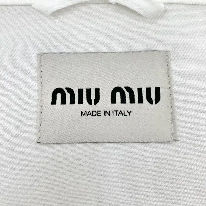 Miu Miu Miu Miu White Cropped Denim Jacket for Women 0089 Size M / US 6-8 / IT 42-44 - 6 Thumbnail