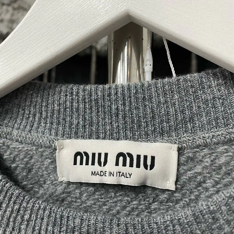 Miu Miu Miu Miu Gray Women's Pullover Sweater 0089 Size ONE SIZE - 6 Thumbnail