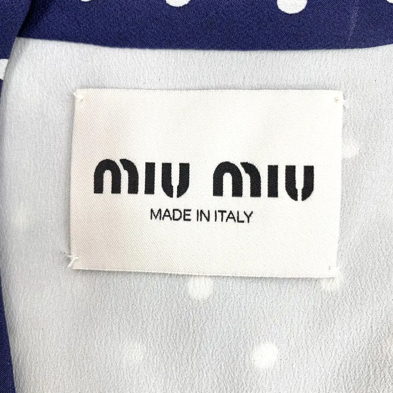 Miu Miu Miu Miu Polka Dot Silk Dress in Deep Blue 0089 Size XS / US 0-2 / IT 36-38 - 6 Thumbnail