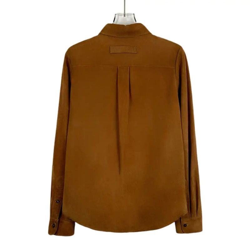 Miu Miu Miu Miu Brown Leather Women's Shirt 0089 Size XS / US 0-2 / IT 36-38 - 2 Thumbnail