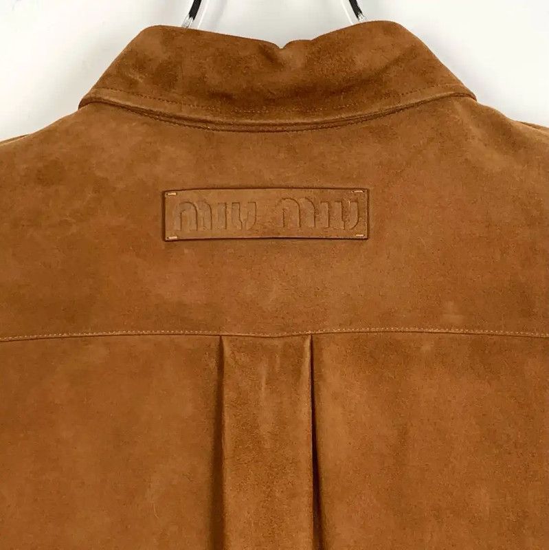 Miu Miu Miu Miu Brown Leather Women's Shirt 0089 Size XS / US 0-2 / IT 36-38 - 5 Thumbnail